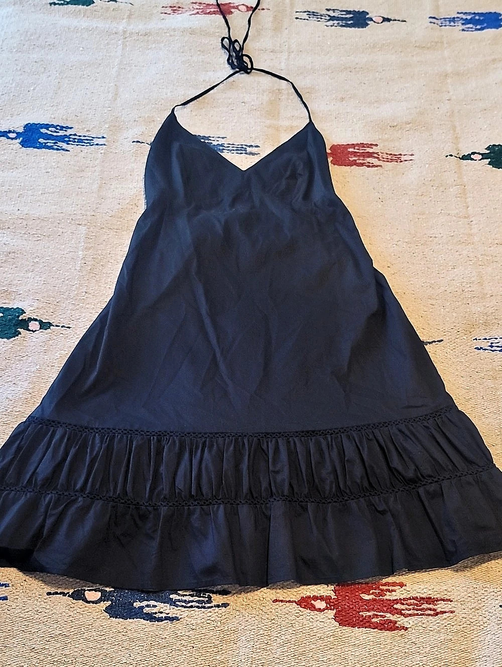 Converse One Star Halter Tiered Ruffle Ilit Cotton Mini Dress in Black